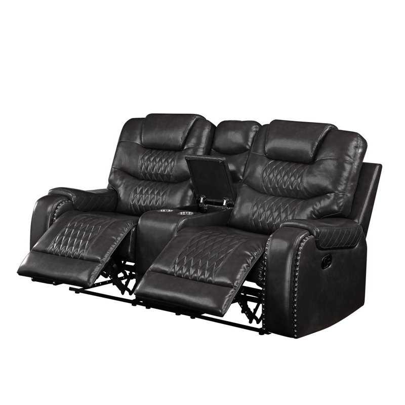 Causeuse inclinable en cuir synthétique Braylon avec porte-gobelet