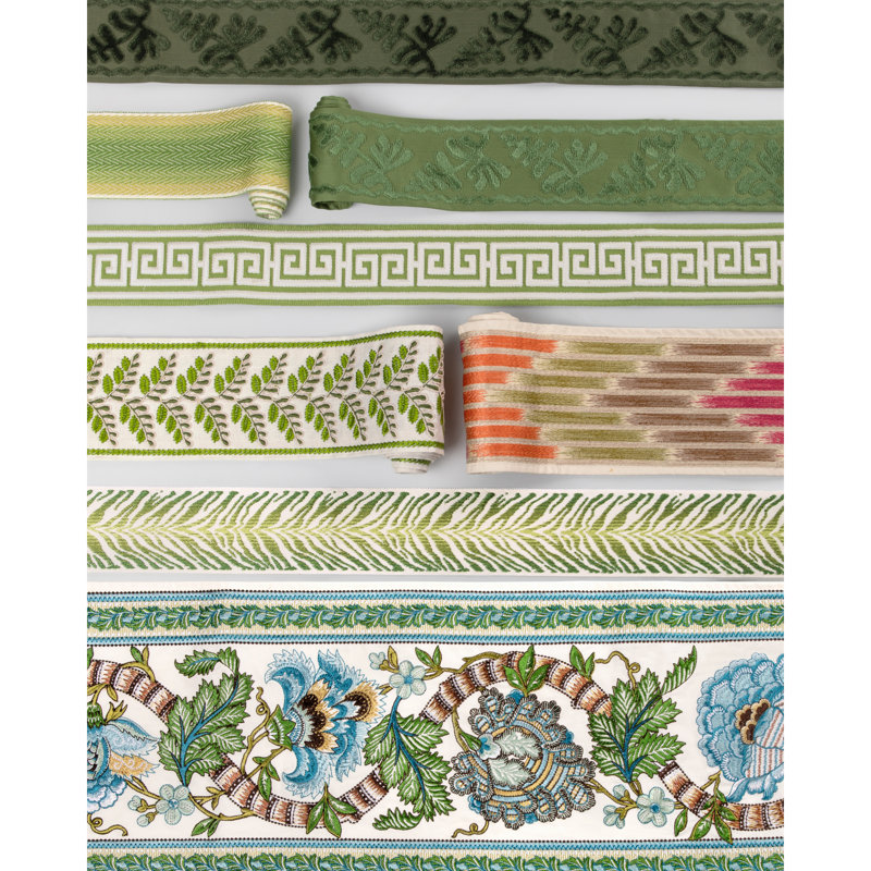 Lauris Border - Apricot/Sage, Aqua/Leaf
