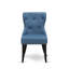Ensemble de table et chaises de cuisine 3 pièces pour petits espaces : comprend une table ronde à manger avec pied central et 2 chaises Parson en lin bleu, 107 x 107 cm, noir.-132883353-132883352
