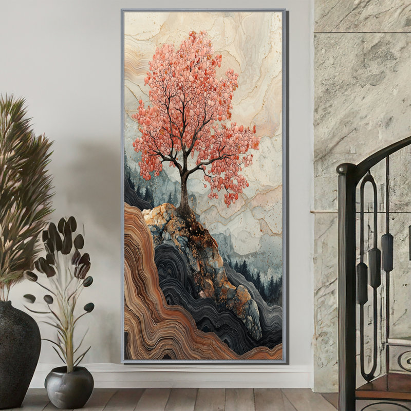 Hillyard - impressions sur toile florales, H 60 po x l 28 po, Argent argent, Impression encadrée flottante
