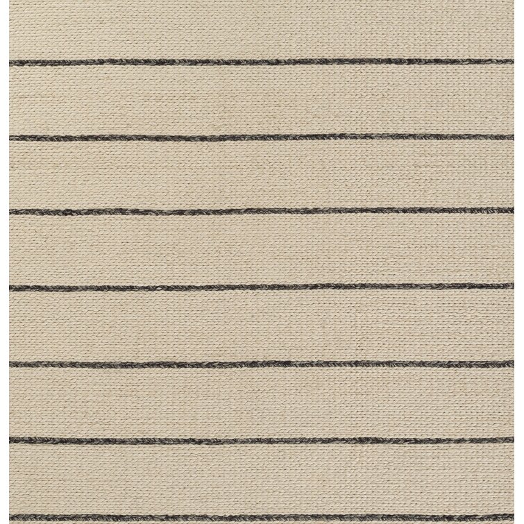 Lemington Striped Handwoven Wool Beige/Black Area Rug