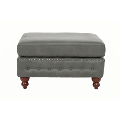 1Pc Cocktail Ottoman Breathable Leatherette Tufted Nailhead Wooden Legs Living Room Furniture by Canora Grey