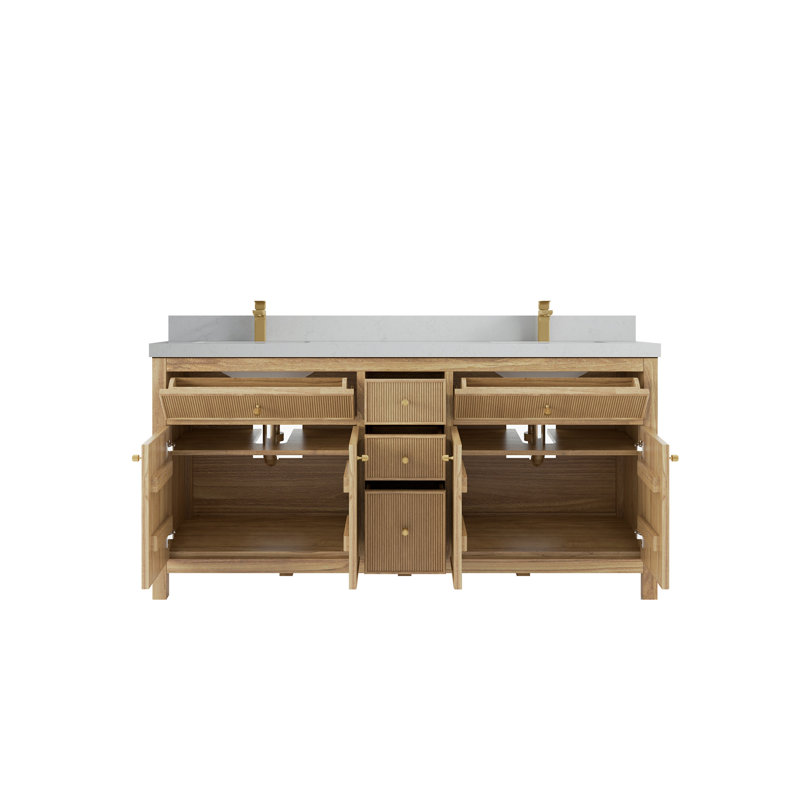 Ensemble de meuble-lavabo double 72 ", Quartz de Carrare