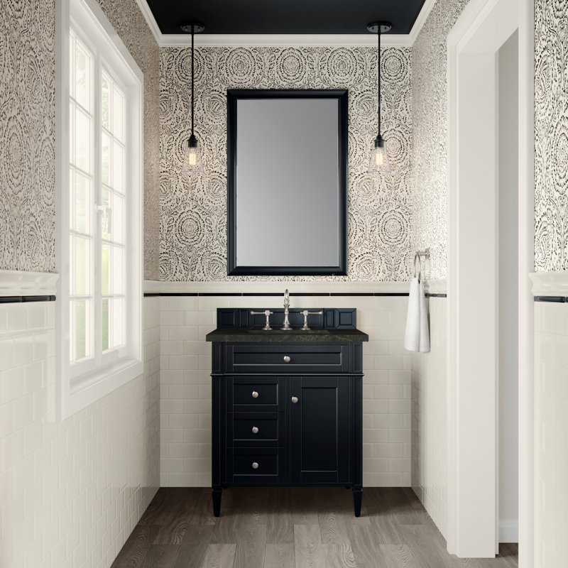 Dussault 30" Single Bathroom Vanity Set, Black Onyx, Phantome Eclos, 8" Widespread