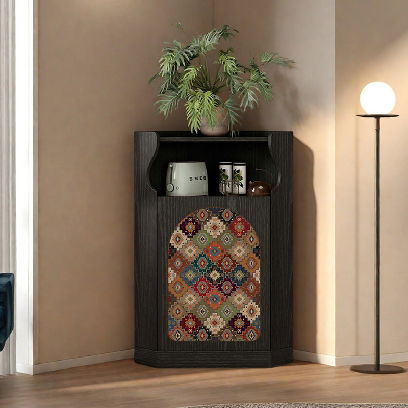 Armoire de coin Space avec motif abstrait, Noir, noir, noir, noir
