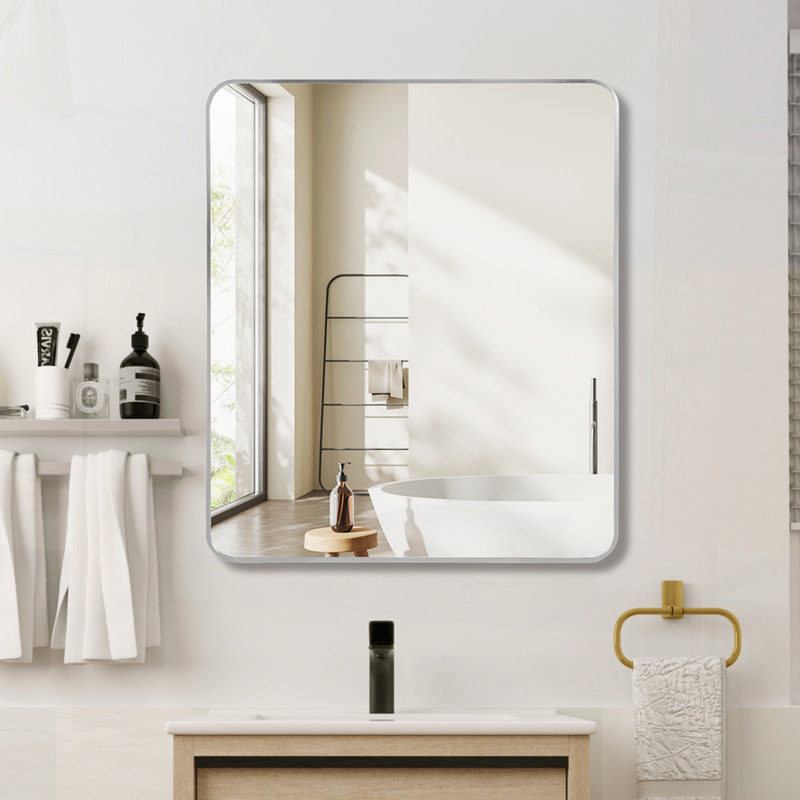 Miroir mural rectangulaire pour salle de bain, Argent argent