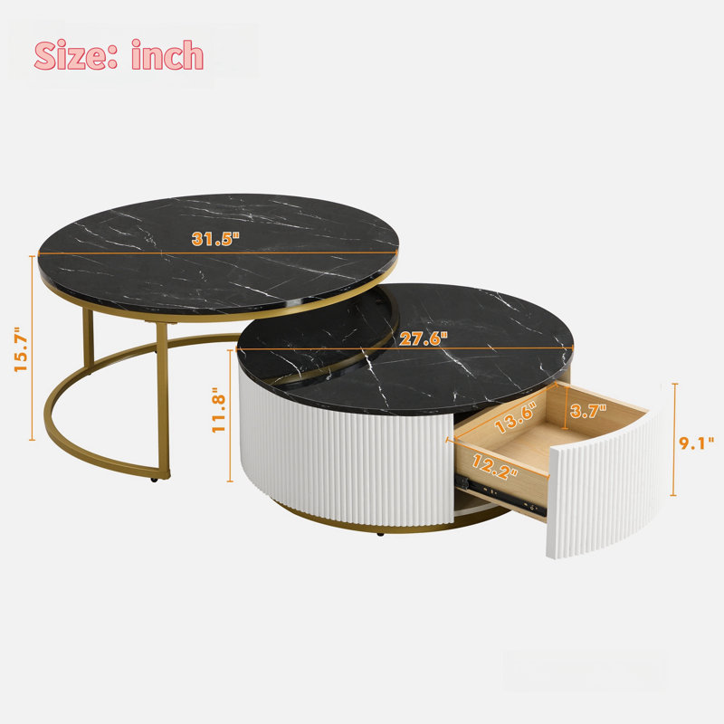 Table basse gigogne Lugenia, Noir, noir, noir, noir