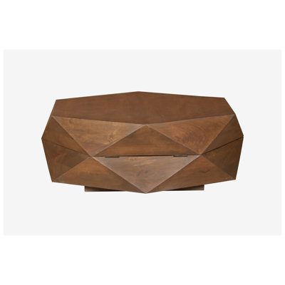 Diamond Shape Solid Wood Lift Top Coffee Table with Hidden Storage - Handcrafted Modern Coffee Table for Living Room