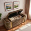Banc ottoman moderne rembourré avec compartiment de rangement dissimulé, couvercle rabattable et bandes décoratives en métal doré-1516507296-1516507309
