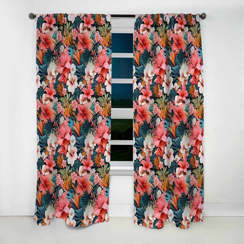 Tropicana fantaisie motif tropical - rideau floral - rideau occultant floral - 1 panneaux, L 52 po x L 108 po