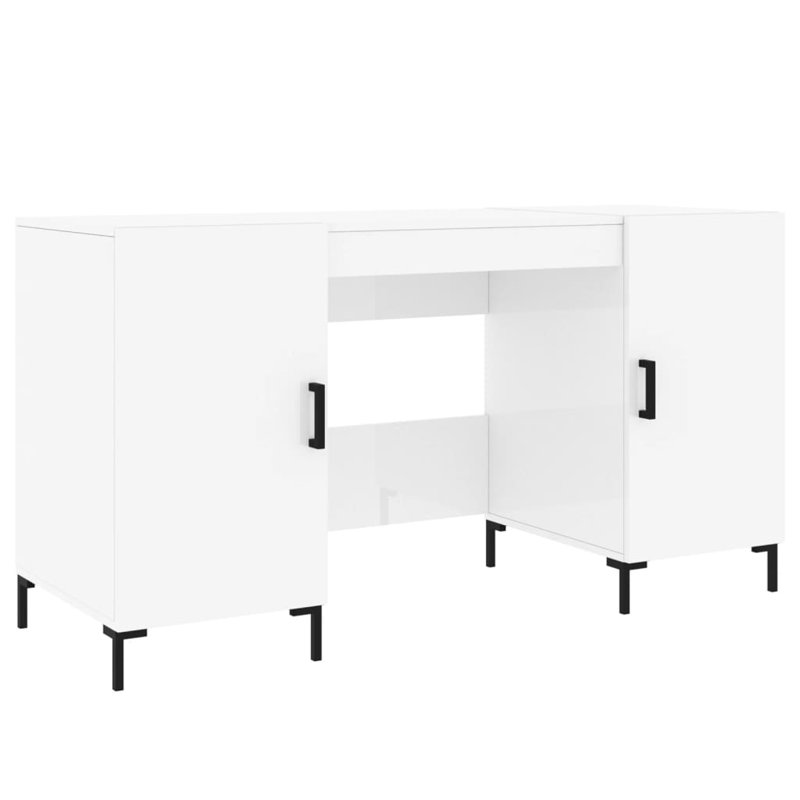 Diawara Metal Base Writing Desk, High Gloss White