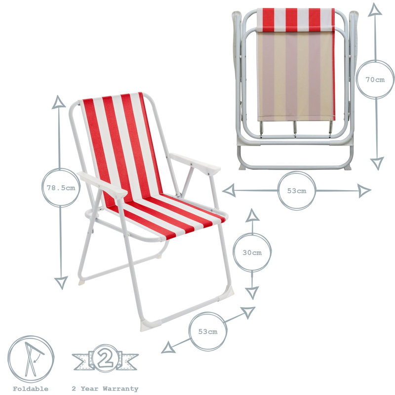 Folding Metal Beach Chairs - Stripe, Red/Green