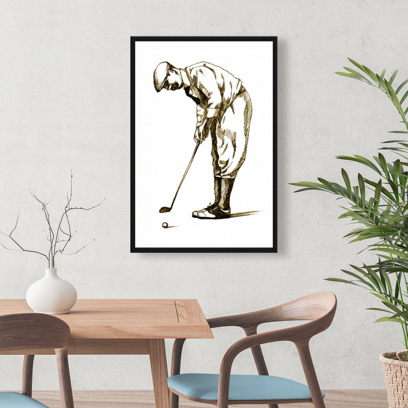 "Illustration d'un golfeur concentré" sur toile