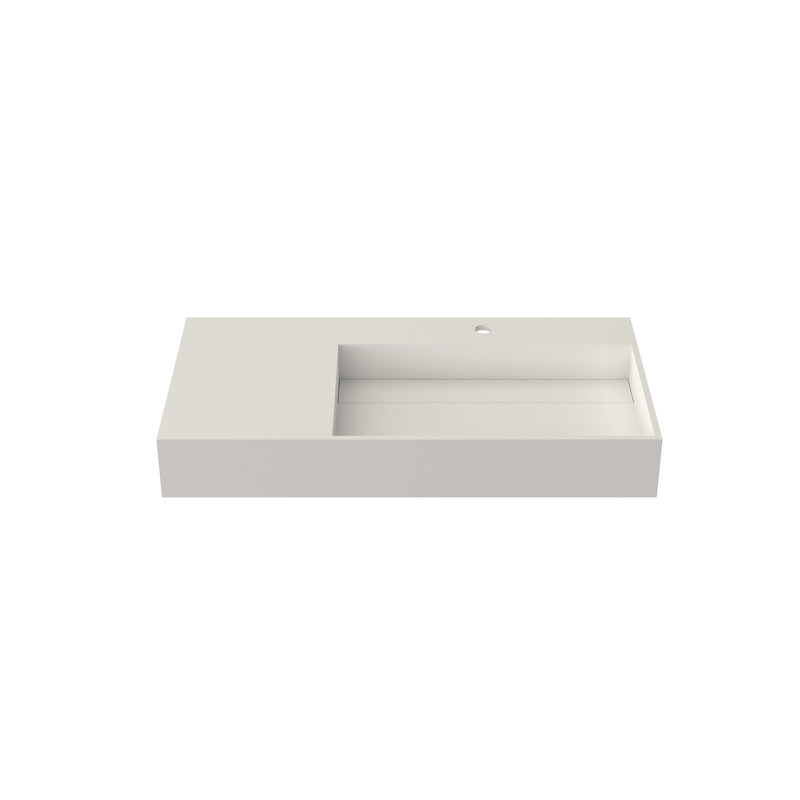 Lavabo de salle de bain à surface solide en résine blanc mat mat - Installation durable, résistante aux égratignures et polyvalente