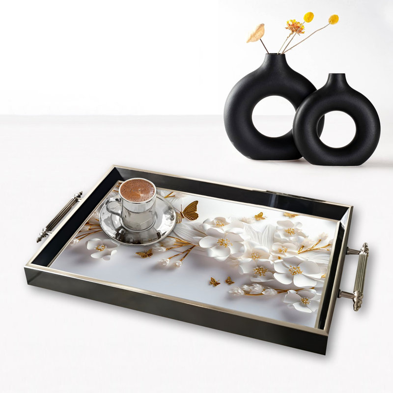 Elegant Glass Tray, 19.7 x 11.4 x 1.4 inches | 100% Durable Glass Construction | Easy to Clean with Damp Cloth | Ideal for Serving, Decorative Display, and Organizing | Stylish Addition to Home Décor