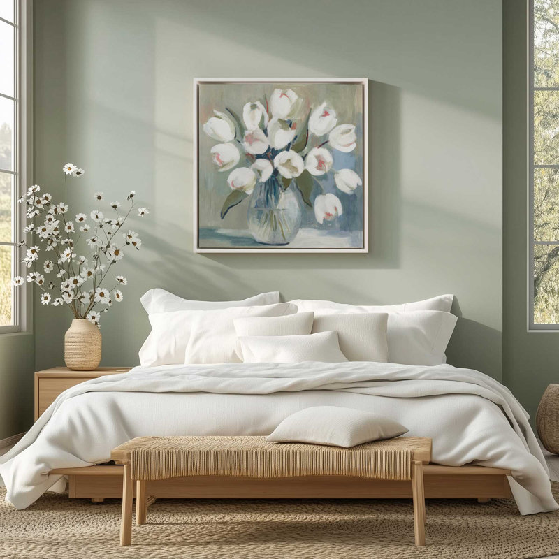 Timeless Tulips, reproduction sur toile, Cadre flottant blanc opaque, H 12,75 po x l 12,75 po x P 1,75 po