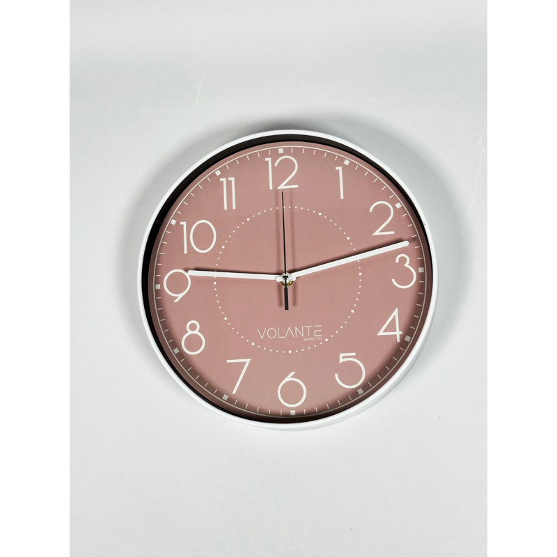 Horloge murale élégante Elegant, 12 po de diamètre, 1,8 po d'épaisseur | Cadre 100% plastique, couvercle en verre véritable | Couleur blanche classique | Parfait pour la décoration de la maison ou du bureau, un chronomètre élégant et une conception facile à lire