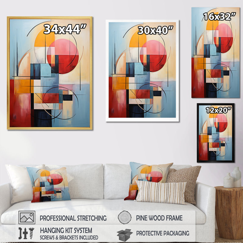 Abstraction géométrique mise au point IV - impression, H 32 po x l 24 po x P 1 po, Cadre flottant noir
