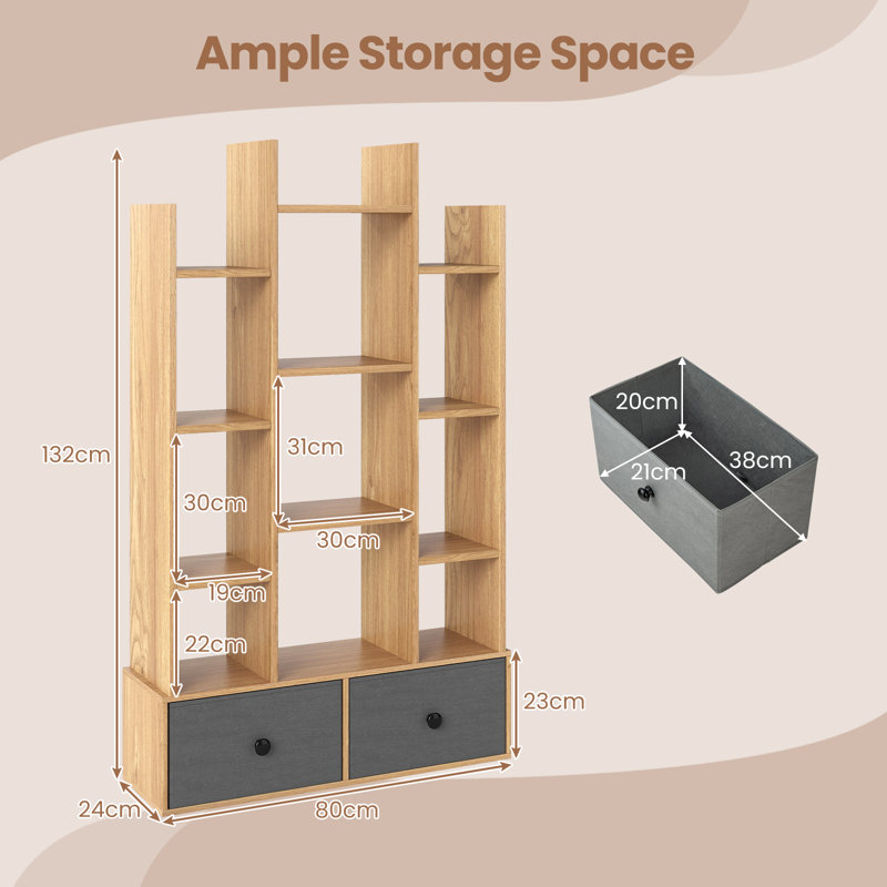 132cm H x 80cm W Etagere Bookcase, Yellow
