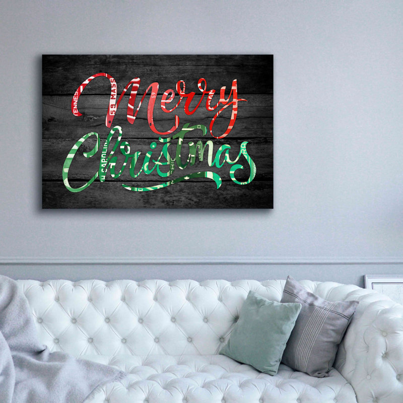 «Merry Christmas Licence Plates» par Design Turnpike, estampe numérique sur toile, H 40 po x l 60 po x P 1,5 po