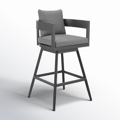 Evalyn Chalsie Metal Outdoor Stool with Cushion
