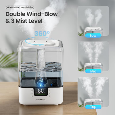 6L Cool Mist Top Fill Humidifier with Essential Oil Diffuser
