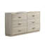 Commode large Fezi, 6 tiroirs, poignées en acier argenté, gris poussiéreux