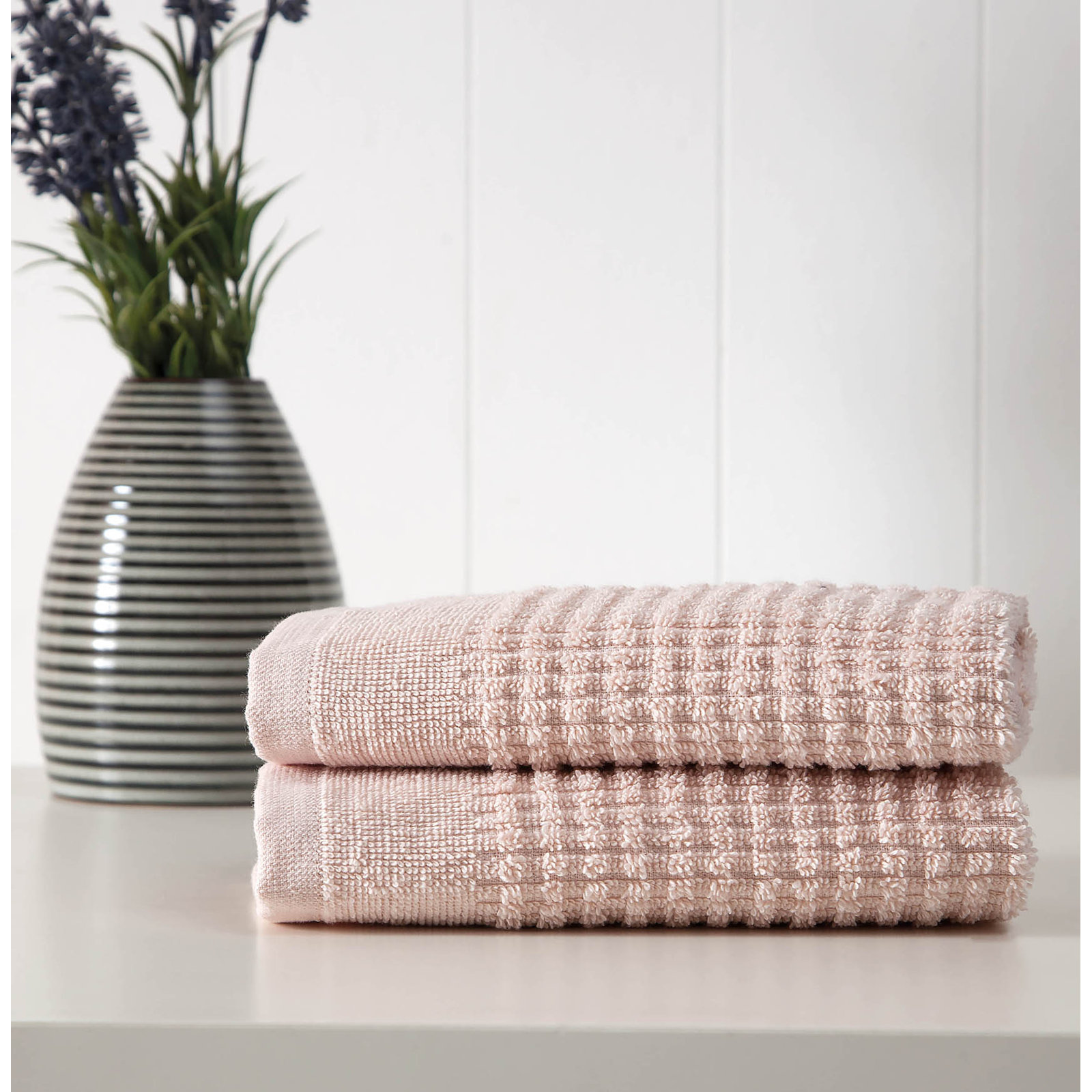 Earline 2-Piece Turkish Cotton Washcloth Set, Pink