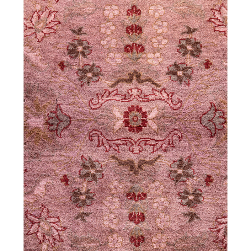Overdyed Hand-Knotted Wool Modern-Contemporary Pink Area Rug 3' 1" x 4' 10"