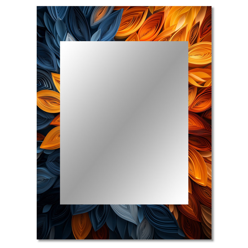 Blanc botanique floral blanc tourbillon II - miroir botanique, miroir mural décoratif moderne, impression d'art en métal
