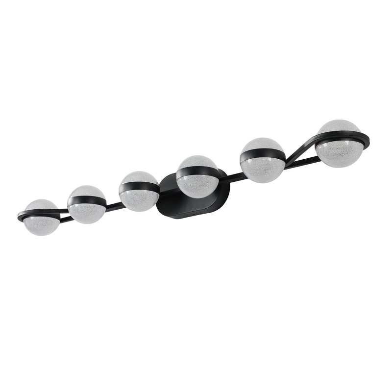 43" Minimalist LED Bathroom Vanity Light With Crystal Sand Acrylic Shades,6-Light Wall Mounted Decorative Lighting Fixture, Suitable For Bathroom Vanity Mirror