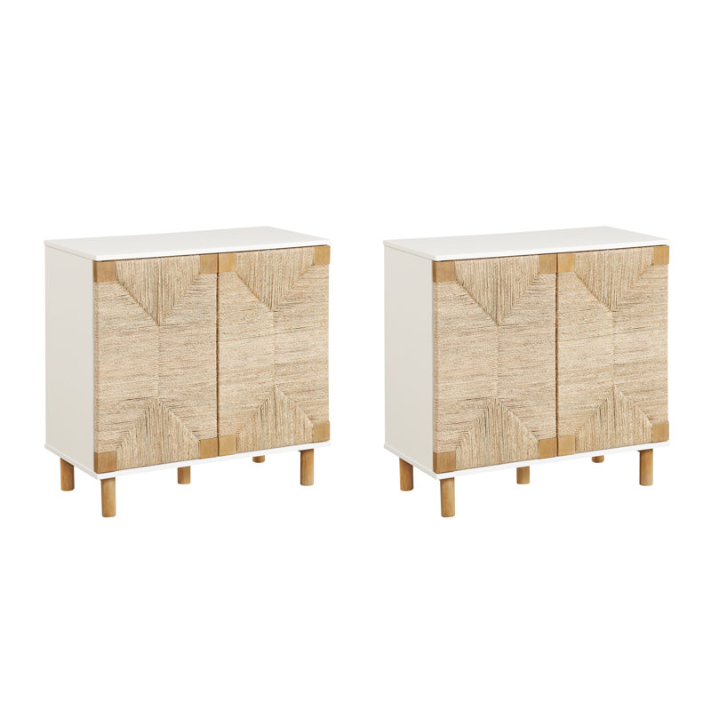 31" Wide Rubberwood Wood Sideboard Set Or TV Stand, Warm White