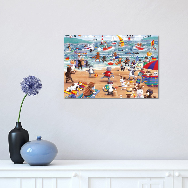 Beach Cats by Peter Adderley - Wrapped Canvas Gallery-Wrapped Canvas Giclée, 30.48 cm H x 45.72 cm W