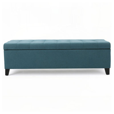 Banc de rangement capitonné en tissu