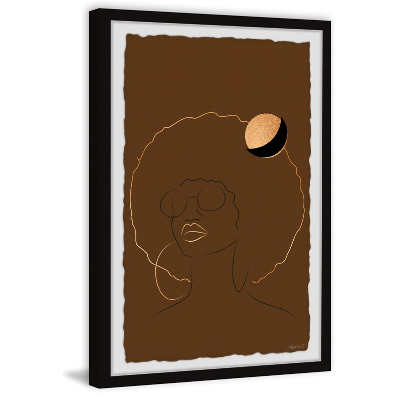 Cool Afro Outline 1 Piece Single Picture Frame Wall Art, 45cm H x 38cm W
