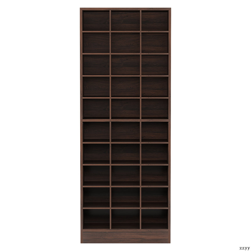 Range-chaussures en bois blanc à 25 niveaux de 25,6 pouces, range-chaussures moderne en bois à 30 casiers, Espresso