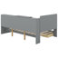 Lit plateforme simple avec rangement tête de lit gris, tablettes, 2 tiroirs fonctionnels, tête de lit en bois confortable, tiroirs, confortable