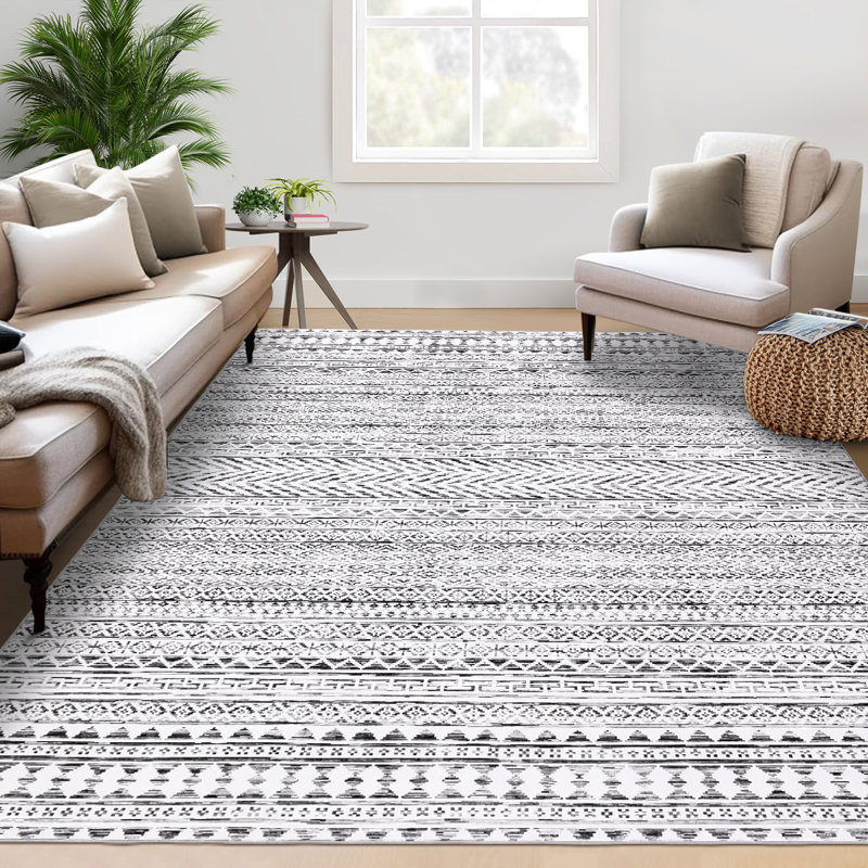 Tapis antidérapant lavable à la machine pour le salon, Rectangle 9 pi x 12 pi
