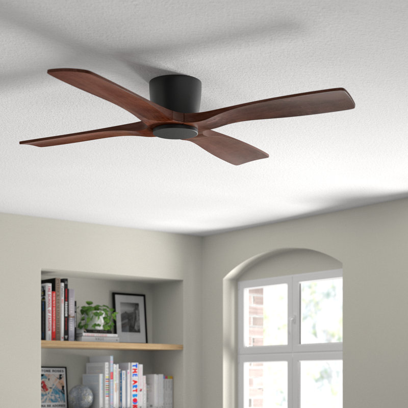 Ventilateur de plafond d'intérieur à 4 pales de 54 pouces avec télécommande Avagail, Black, L 54 po x H 8,9 po, Noyer