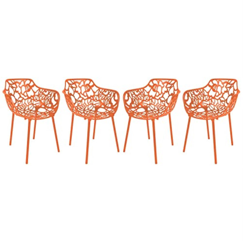 Fauteuil de patio Rabia, Ensemble de 4, Orange
