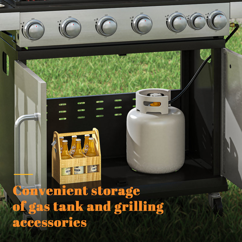 Stainless Propane Gas Grill With Side Burner