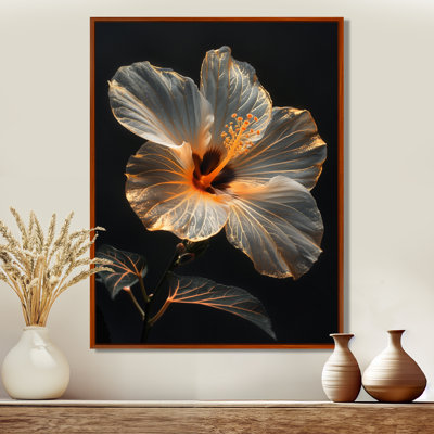  «Hibiscus fleur orange cristal lueur - décoration murale hibiscus