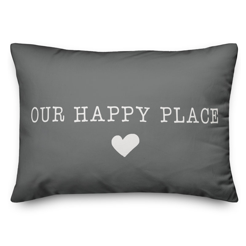 Textual Outdoor Throw Pillow, Dark Gray/White
