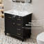 Vespera Lune 36 Inch Freestanding Bathroom Vanity, Ceramic Top, Solid Wood Cabinet