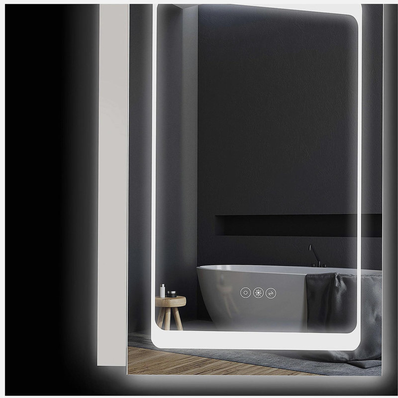 Armoire à pharmacie lumineuse à DEL avec miroir, organisateur de salle de bain mural à brancher avec 3 tablettes de rangement kleankin