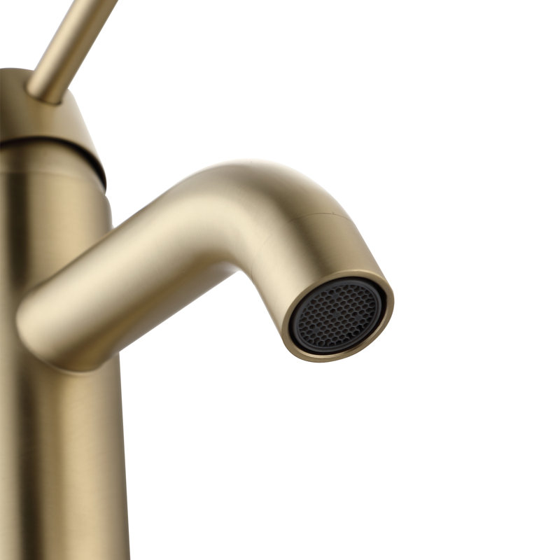 Single-Hole Single-handle Bathroom Faucet with Drain Assembly, Brushed Gold, Deck Plate Included