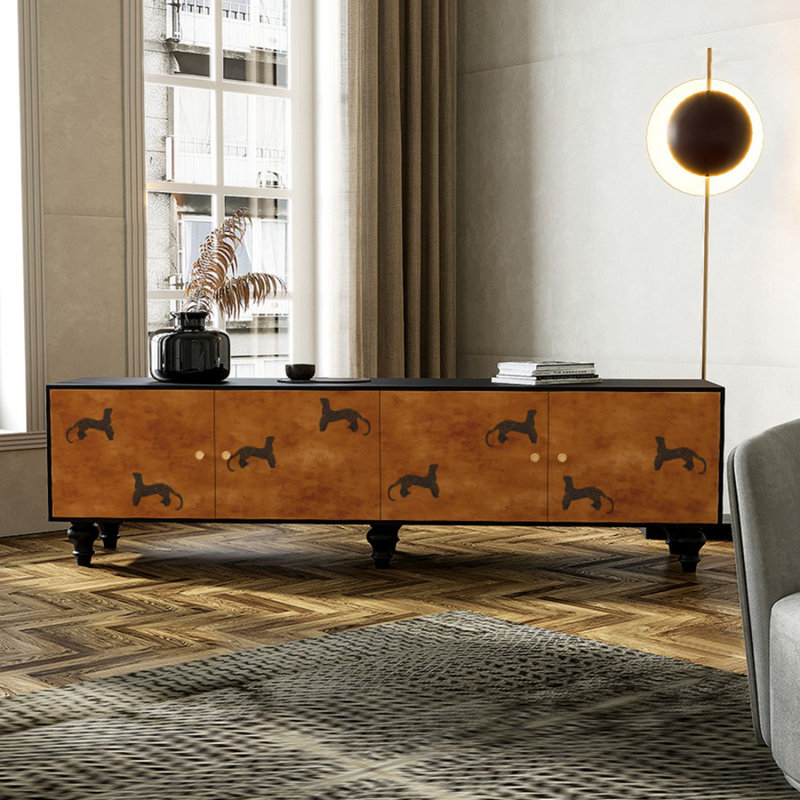 Meuble télé moderne en bois massif, H 21,65 po x L 70,87 po x l 15,75 po