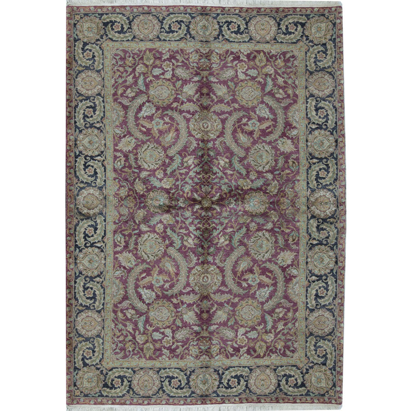 Tapis rouge et noir noué à la main de haute qualité