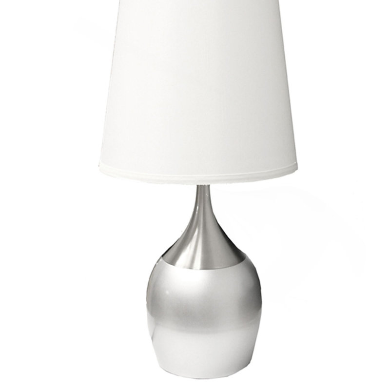 Lampe de table 24 po avec abat-jour blanc 24 po, Argent argent