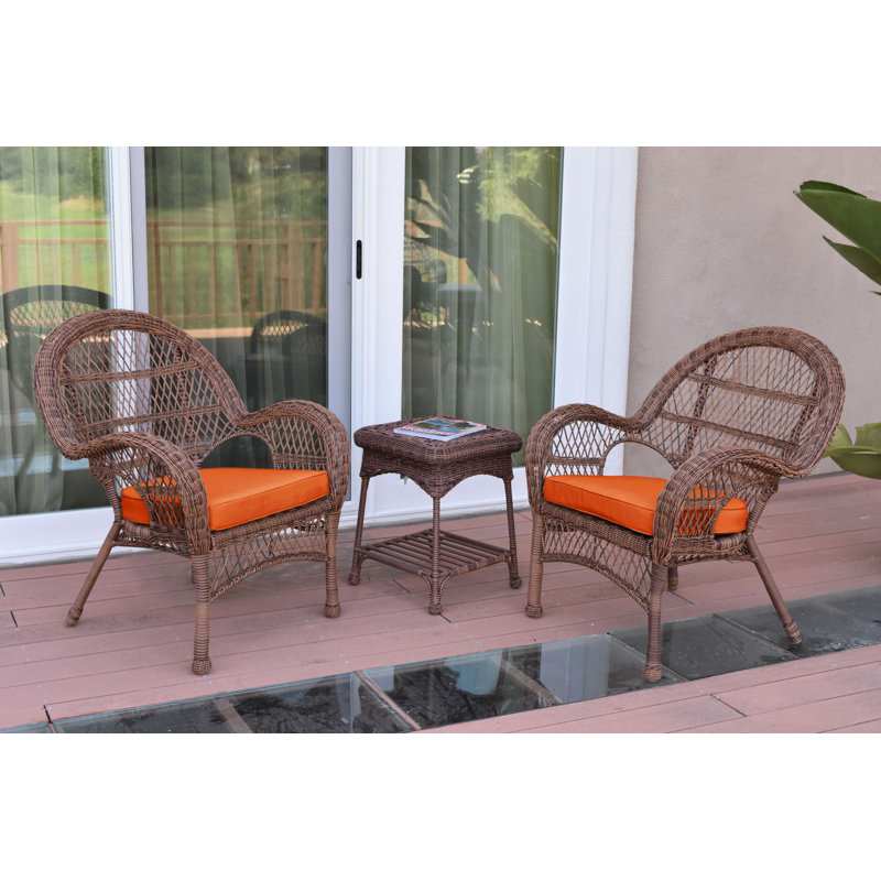 Mangum 2 - Person Patio Conversation Set with Cushions, Orange, Honey